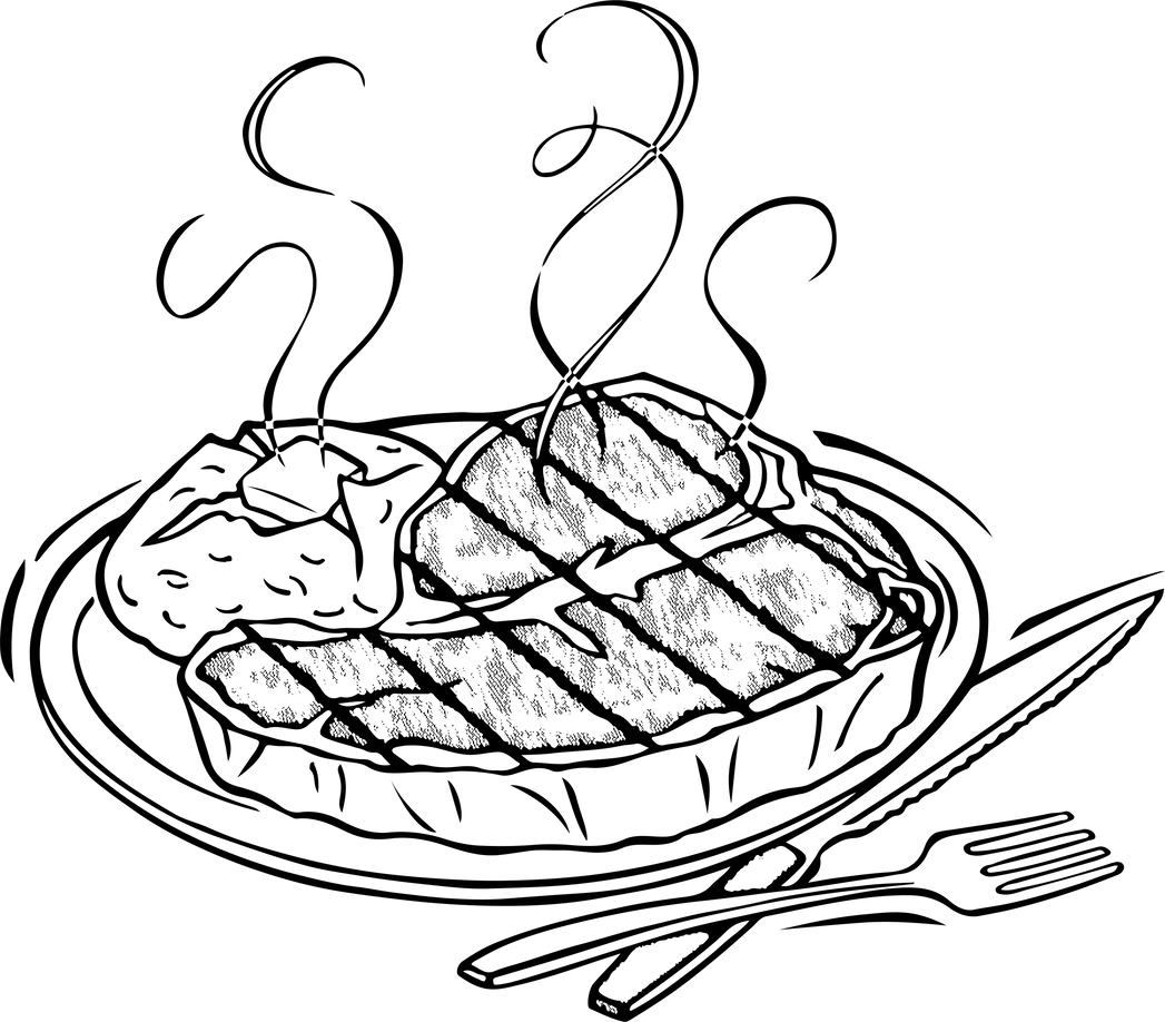 Plate of Steak Illustration